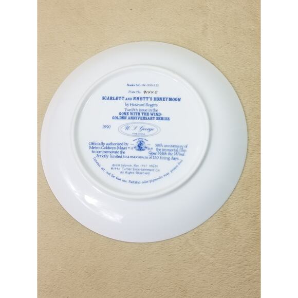 Gone With The Wind Scarlett And Rhett Honeymoon 1990 Plate Wall Decor Fine China - Picture 11 of 13